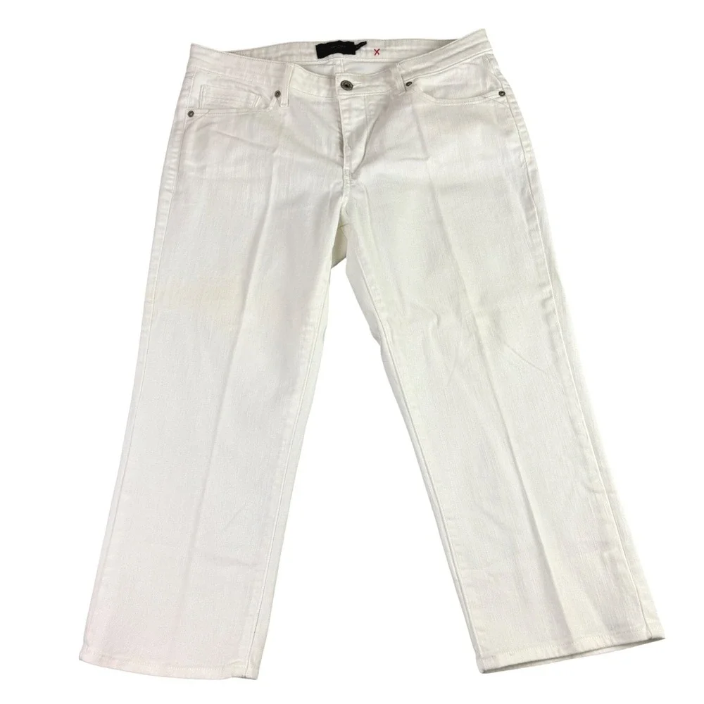 Levi's Womens 12/31 White Demi Curve Classic‎ Straight Leg Cropped Jeans Stretch